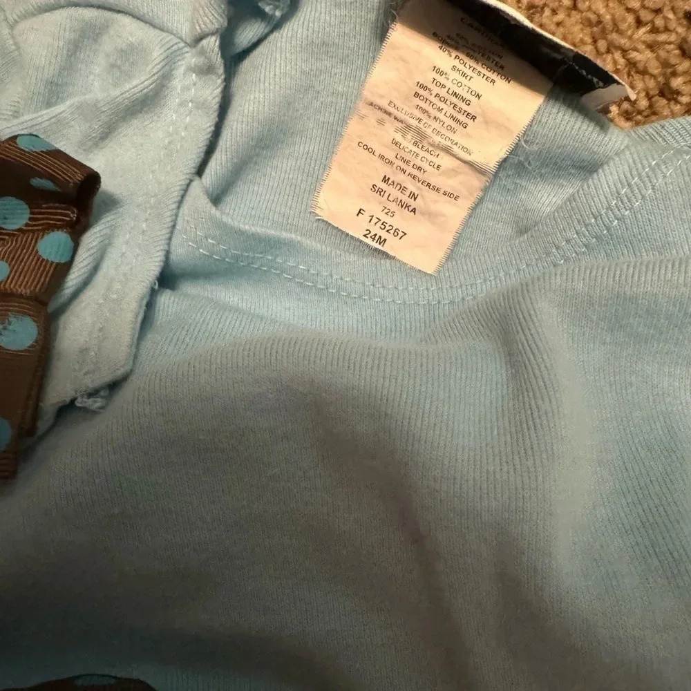 Rare Editions Blue Polka dot dress with sweater cardigan size 24 months - Picture 6 of 6